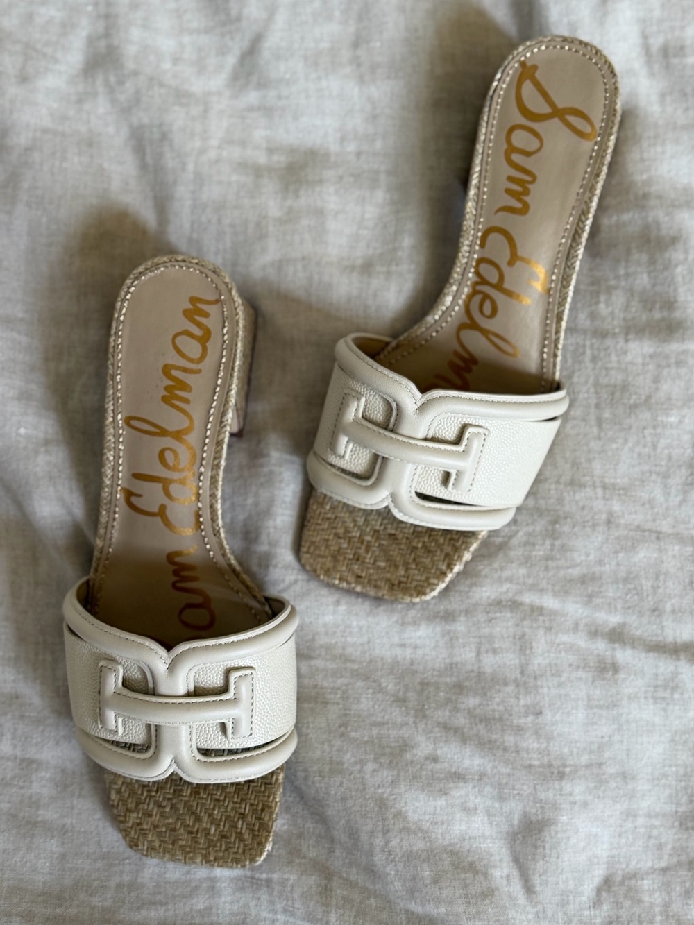 Sam Edelman Cream Open-Toe Slide Sandals - Picture 7 of 10